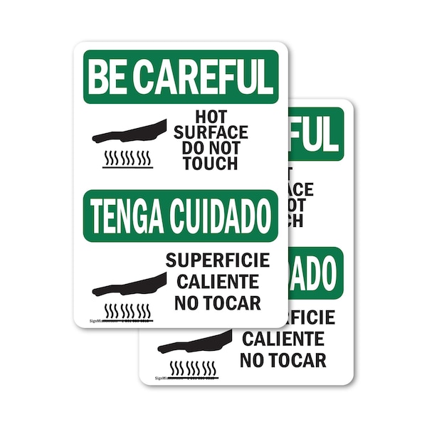 Signmission Hot Surface Sign, 10 in H x 7 in W, Vinyl Decal, Hot Surface Do Not Touch Bilingual OS-2PACK-BC-D-710-L-10029 - main